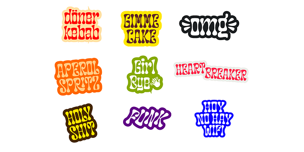 Card displaying Groupie typeface in various styles