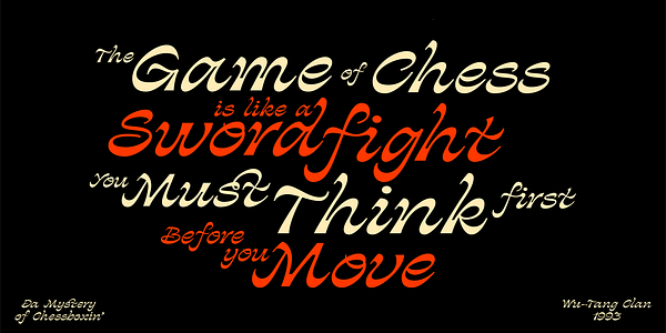 Card displaying Chikoria typeface in various styles