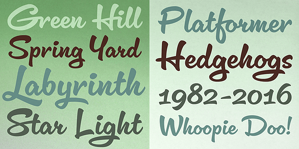 Card displaying Cinema Script typeface in various styles