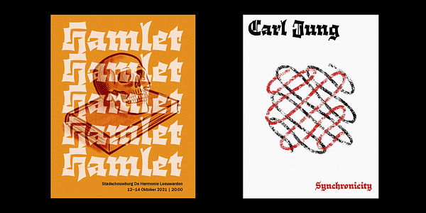 Card displaying Cloisterfuch typeface in various styles