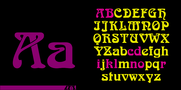 Card displaying Arnold Bocklin MN typeface in various styles