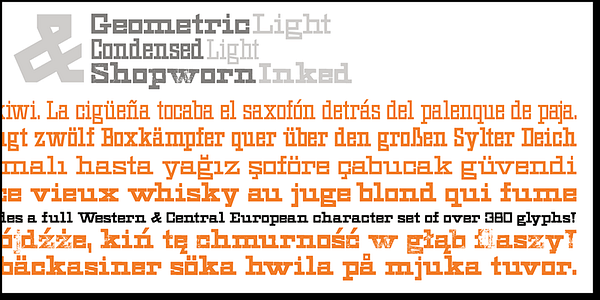 Card displaying HWT Geometric typeface in various styles