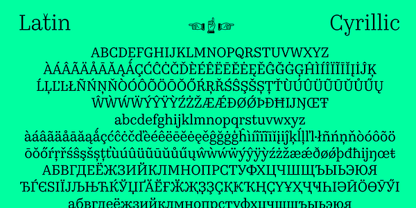 Card displaying Kazimir Text typeface in various styles