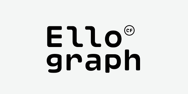 Card displaying Ellograph CF typeface in various styles