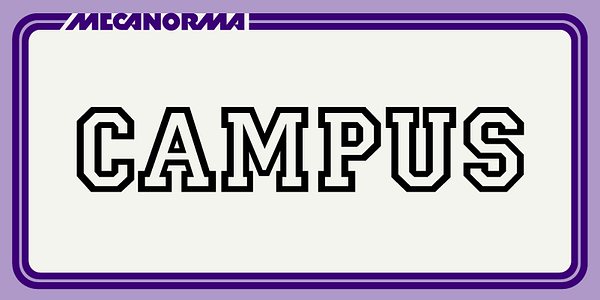 Card displaying Campus MN typeface in various styles