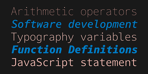 Card displaying Darkmode Mono typeface in various styles