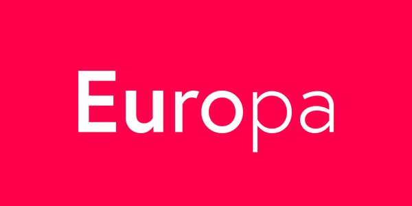 Card displaying Europa typeface in various styles