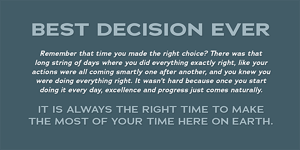 Card displaying Adrianna typeface in various styles