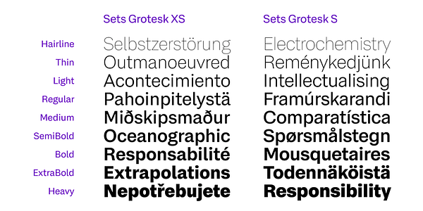 Card displaying Sets Grotesk typeface in various styles
