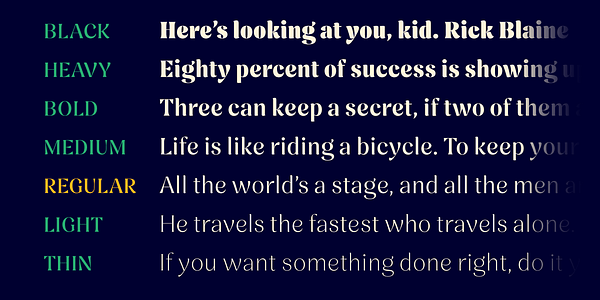 Card displaying Nave typeface in various styles