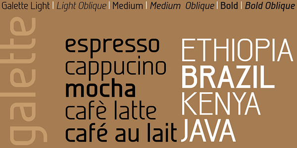 Card displaying Galette typeface in various styles