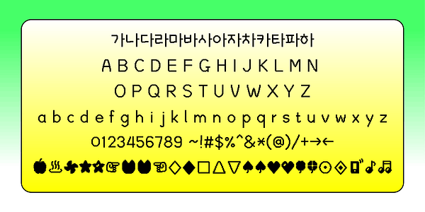 Card displaying JJMiniArcade typeface in various styles