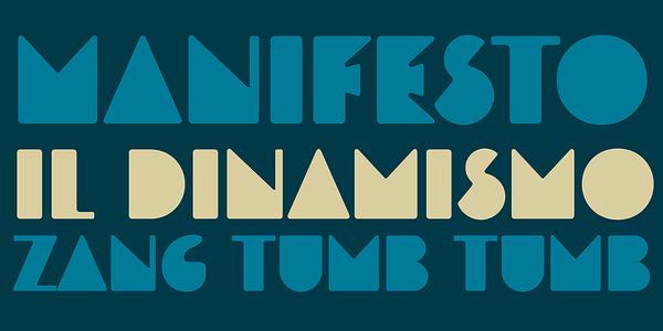 Card displaying AM Futurismo typeface in various styles