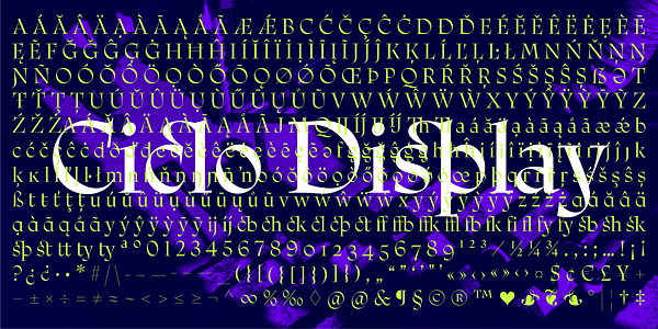 Card displaying Ciclo Display typeface in various styles