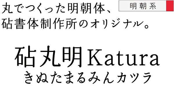Card displaying Kinuta Marumin Katura StdN typeface in various styles