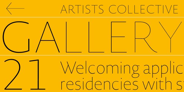 Card displaying Novel Sans Hair typeface in various styles