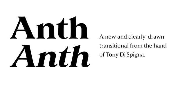 Card displaying Anth typeface in various styles