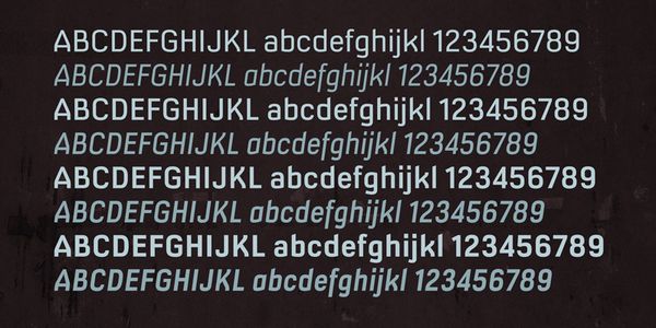 Carte présentant la police de caractères Milibus dans différents styles