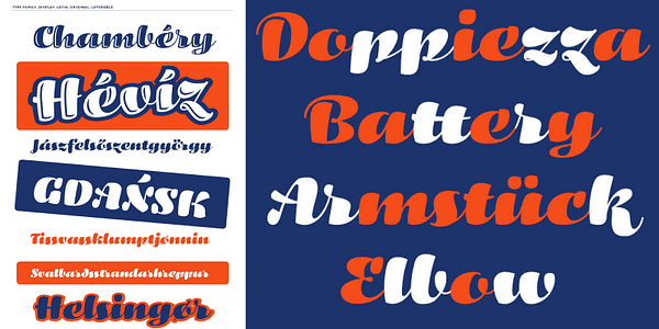 Card displaying Teddy typeface in various styles