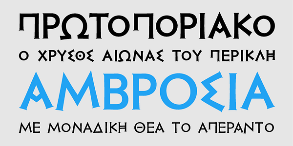 Card displaying PF Hellenica typeface in various styles