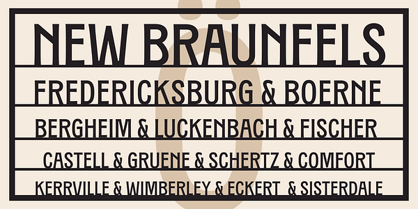 Card displaying TXC Pearl typeface in various styles