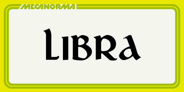 Card displaying Libra MN typeface in various styles