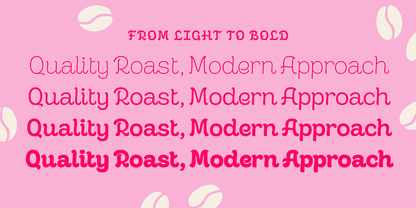 Card displaying Cafe Romantique typeface in various styles