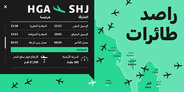 Card displaying Skolar Sans Arabic typeface in various styles