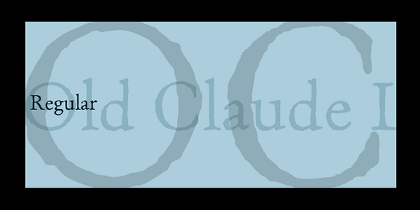 Card displaying Old Claude LP typeface in various styles