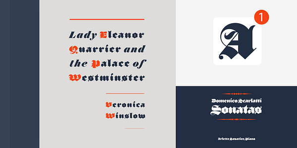 Card displaying Parliament typeface in various styles