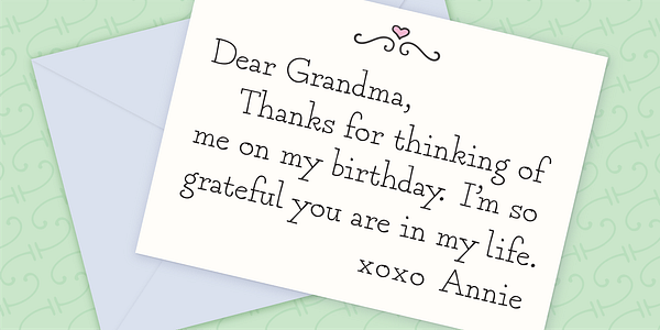Card displaying Grandma typeface in various styles