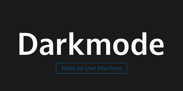 Card displaying Darkmode CC typeface in various styles