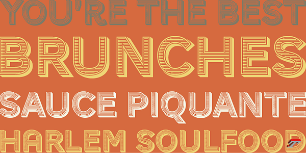 Card displaying AW Conqueror Carved typeface in various styles