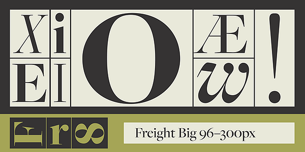 Card displaying Freight typeface in various styles