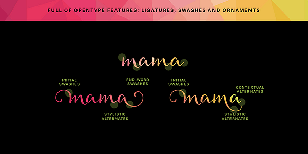 Allegretto 書体を様々なスタイルで表示するカード