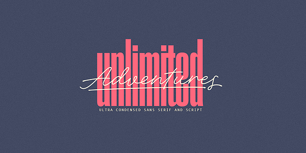 Card displaying Adventures Unlimited typeface in various styles