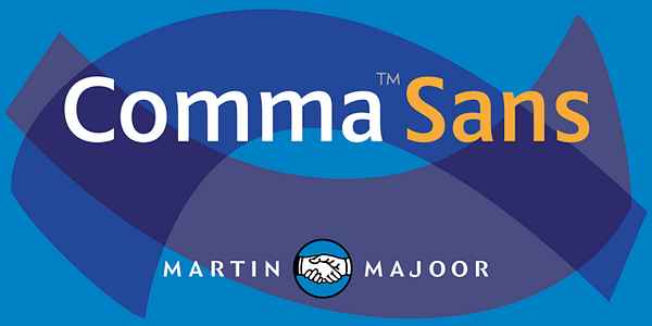 Card displaying Comma Sans typeface in various styles