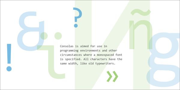 Card displaying Consolas typeface in various styles