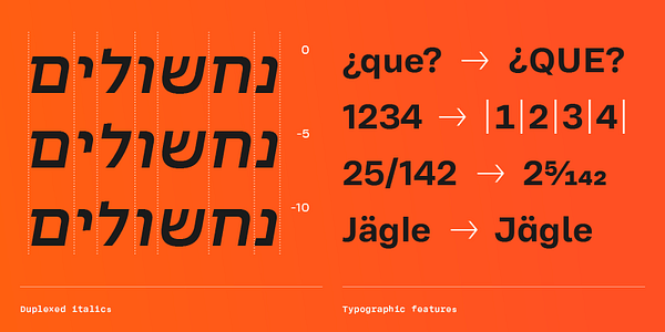 Card displaying Adapter Hebrew Text typeface in various styles