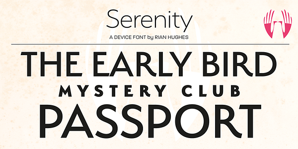 Card displaying Serenity typeface in various styles
