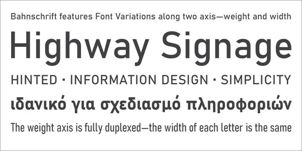Card displaying Bahnschrift typeface in various styles