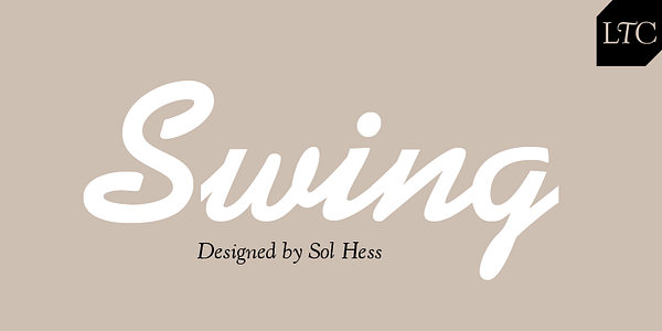 Card displaying LTC Swing typeface in various styles