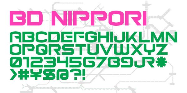 Card displaying BD Nippori typeface in various styles