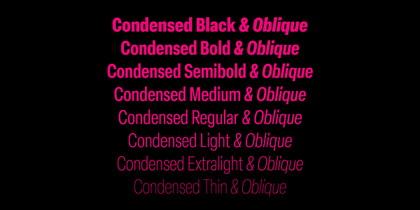 Card displaying Elza Condensed typeface in various styles