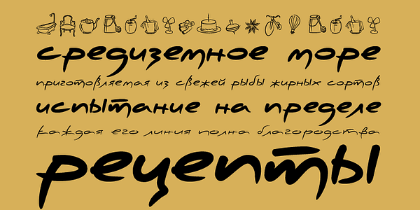 Card displaying PF Scandal typeface in various styles