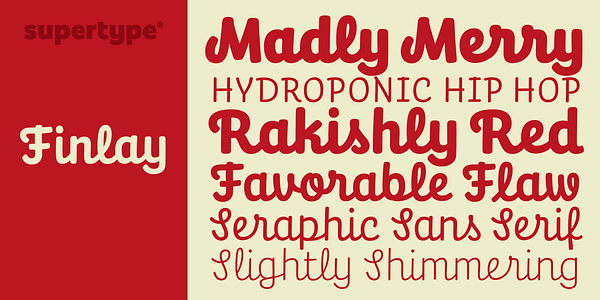 Card displaying Finlay typeface in various styles