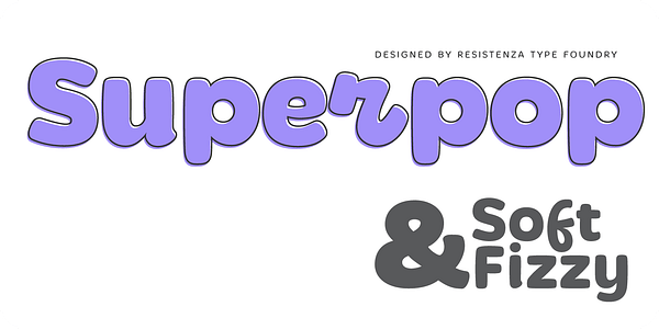 Card displaying Superpop Variable typeface in various styles