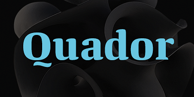 Card displaying Quador typeface in various styles