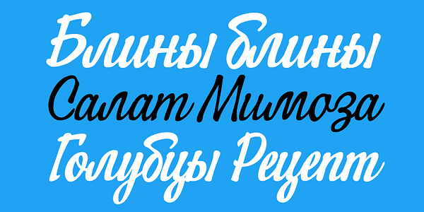 Card displaying PF SignSkript typeface in various styles