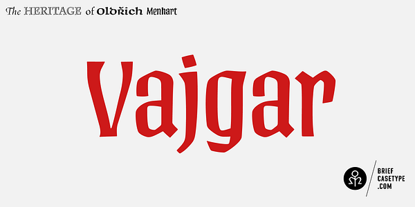 Card displaying BC Vajgar typeface in various styles